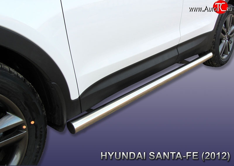 13 949 р. Защита порогов из круглой трубы диаметром 76 мм Slitkoff Hyundai Santa Fe 3 DM дорестайлинг (2012-2016) (Нержавейка, Полированная)