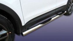 15 249 р. Защита порогов из трубы d76 мм с пластиковыми вставками для ног Slitkoff Hyundai Santa Fe 3 DM дорестайлинг (2012-2016) (Нержавейка, Полированная). Увеличить фотографию 1