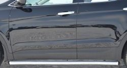 14 849 р. Защита порогов из круглой трубы диаметром 63 мм Russtal Hyundai Santa Fe 3 DM дорестайлинг (2012-2016) (Защита порогов с со скосами на торцах (вариант 1)). Увеличить фотографию 2