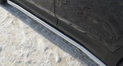 14 849 р. Защита порогов из круглой трубы диаметром 63 мм Russtal  Hyundai Santa Fe  3 DM (2012-2016) (Защита порогов с со скосами на торцах (вариант 1)). Увеличить фотографию 3