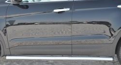14 849 р. Защита порогов из круглой трубы диаметром 63 мм Russtal  Hyundai Santa Fe  3 DM (2012-2016) (Защита порогов с со скосами на торцах (вариант 1)). Увеличить фотографию 5