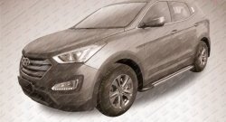 11 299 р. Алюминиевые пороги Slitkoff Luxe Black Hyundai Santa Fe 3 DM дорестайлинг (2012-2016). Увеличить фотографию 2