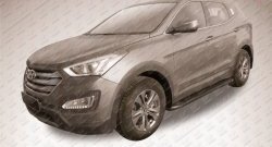 13 799 р. Алюминиевые пороги Slitkoff Optima Black  Hyundai Santa Fe  3 DM (2012-2016). Увеличить фотографию 2