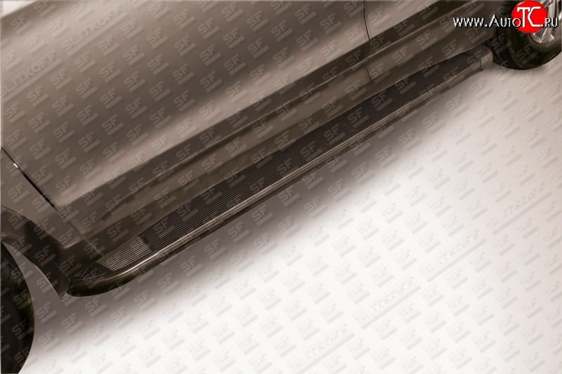 13 799 р. Алюминиевые пороги Slitkoff Optima Black  Hyundai Santa Fe  3 DM (2012-2016)