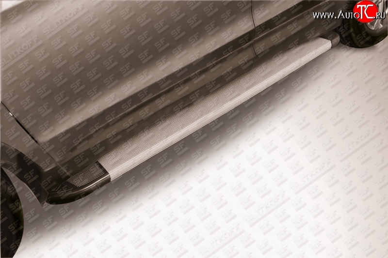 19 449 р. Алюминиевые пороги Slitkoff Optima Silver  Hyundai Santa Fe  3 DM (2012-2016)
