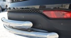 16 699 р. Защита заднего бампера (2 трубы Ø63 мм, нержавейка) Russtal  Hyundai Santa Fe  3 DM (2012-2016). Увеличить фотографию 2