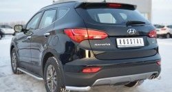 12 999 р. Защита заднего бампера (Ø63 мм уголки, нержавейка) SLITKOFF  Hyundai Santa Fe  DM (2012-2016) дорестайлинг. Увеличить фотографию 4