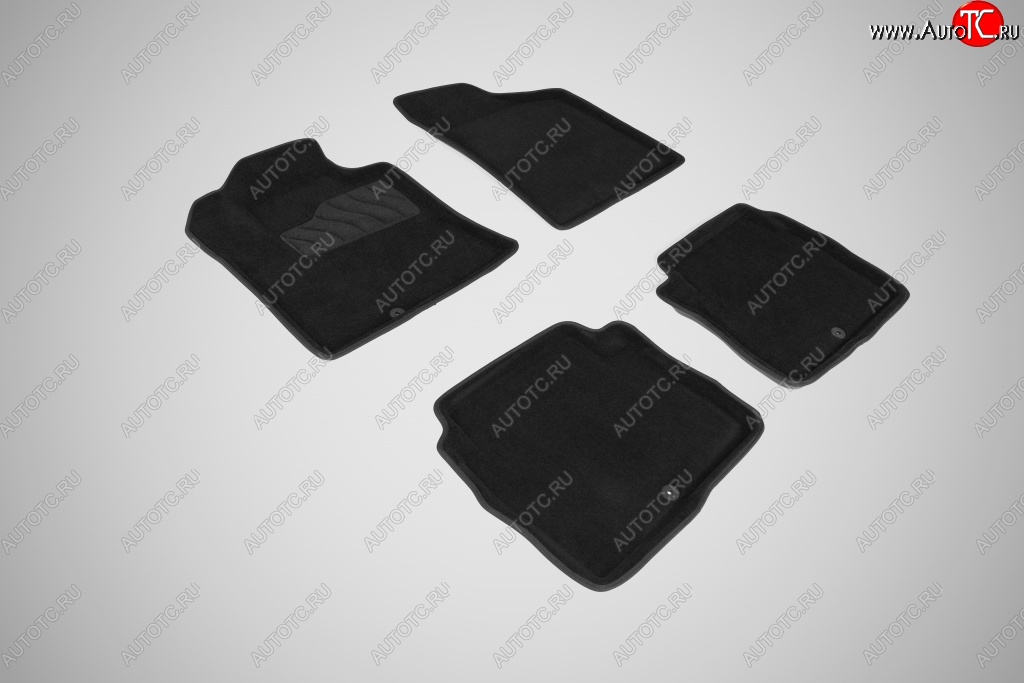 4 999 р. Износостойкие коврики в салон 3D HYUNDAI SANTA FE черные (компл)  Hyundai Santa Fe  2 CM (2006-2012)