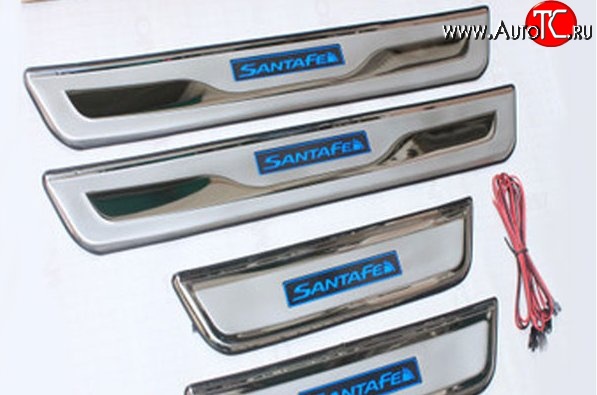 1 399 р. Накладки на порожки автомобиля M-VRS Hyundai Santa Fe 2 CM рестайлинг (2009-2012)