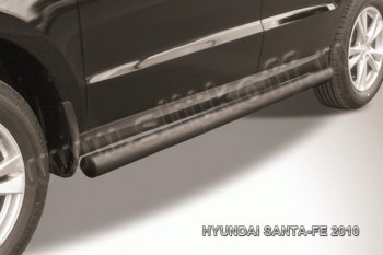 8 549 р. Защита порогов из трубы d76 Slitkoff  Hyundai Santa Fe  2 CM (2009-2012) (Цвет: серебристый). Увеличить фотографию 1