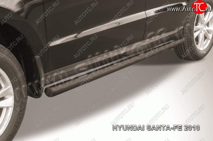 7 999 р. Защита порогов из трубы d57 Slitkoff  Hyundai Santa Fe  2 CM (2009-2012) (Цвет: серебристый)