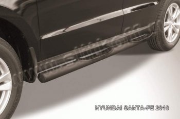 Защита порогов из трубы d76 Slitkoff (с проступью) Hyundai Santa Fe 2 CM рестайлинг (2009-2012)