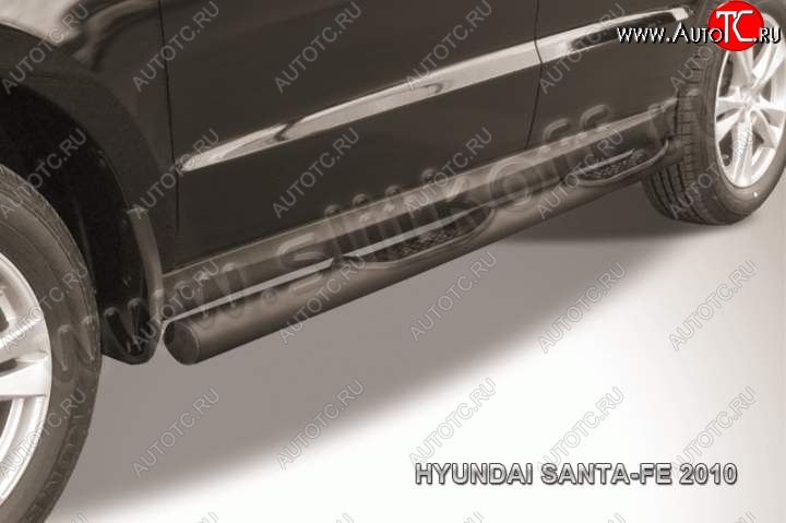 10 699 р. Защита порогов из трубы d76 Slitkoff (с проступью)  Hyundai Santa Fe  2 CM (2009-2012) (Цвет: серебристый)