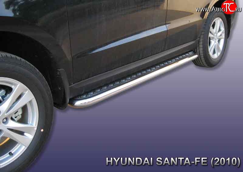 14 699 р. Широкая защита порогов Slitkoff  Hyundai Santa Fe  2 CM (2009-2012)