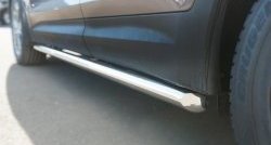 14 849 р. Защита порогов из круглой трубы диаметром 63 мм Russtal  Hyundai Grand Santa Fe  1 DM (2013-2016) (Защита порогов с со скосами на торцах (вариант 1)). Увеличить фотографию 2
