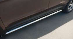 14 849 р. Защита порогов из круглой трубы диаметром 63 мм Russtal Hyundai Grand Santa Fe 1 DM дорестайлинг (2013-2016) (Защита порогов с со скосами на торцах (вариант 1)). Увеличить фотографию 5