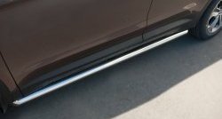 14 849 р. Защита порогов из круглой трубы диаметром 63 мм Russtal Hyundai Grand Santa Fe 1 DM дорестайлинг (2013-2016) (Защита порогов с со скосами на торцах (вариант 1)). Увеличить фотографию 8