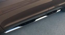 20 749 р. Защита порогов с пластиковыми вставками для ног из круглой трубы диаметром 76 мм Russtal  Hyundai Grand Santa Fe  1 DM (2013-2016) (Защита порогов с со скосами на торцах (вариант 1)). Увеличить фотографию 8