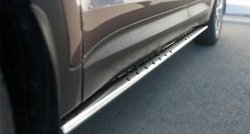 20 749 р. Защита порогов с круглыми вставками для ног из овальной трубы диаметром 75x42 мм Russtal  Hyundai Grand Santa Fe  1 DM (2013-2016). Увеличить фотографию 2