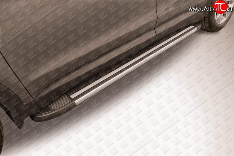11 299 р. Алюминиевые пороги Slitkoff Luxe Black Hyundai Grand Santa Fe 1 DM дорестайлинг (2013-2016)