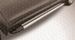 10 699 р. Алюминиевые пороги Slitkoff Luxe Silver Hyundai Grand Santa Fe 1 DM дорестайлинг (2013-2016). Увеличить фотографию 1