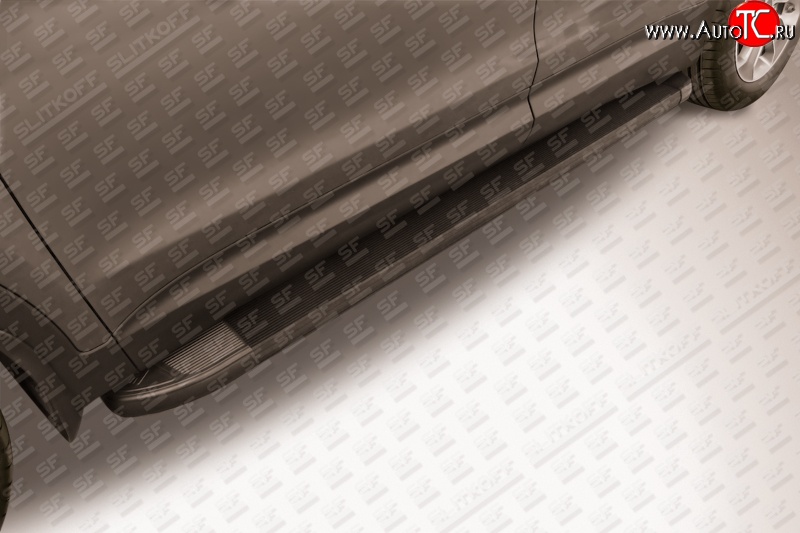 19 449 р. Алюминиевые пороги Slitkoff Optima Black Hyundai Grand Santa Fe 1 DM дорестайлинг (2013-2016)