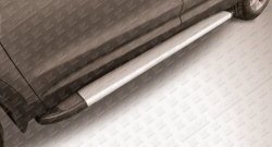 19 449 р. Алюминиевые пороги Slitkoff Optima Silver  Hyundai Grand Santa Fe  1 DM (2013-2016). Увеличить фотографию 1