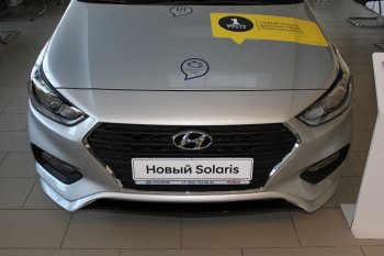 4 999 р. Накладка на передний бампер АвтоКрат  Hyundai Solaris  2 (2017-2020) (Неокрашенная). Увеличить фотографию 4