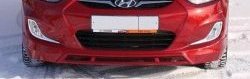 5 199 р. Накладка на передний бампер Tuning-Sport v2  Hyundai Solaris ( 1 седан,  1 хэтчбек) (2010-2014) (Неокрашенная). Увеличить фотографию 1