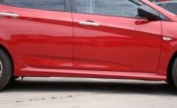 Накладки на пороги Sport v2 Hyundai Solaris RB дорестайлинг седан  (2010-2014). (Неокрашенные)Цена: 4 199 р.. Увеличить фотографию 2