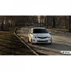 4 499 р. Накладка на передний бампер TopKontur Design Hyundai Solaris 1 седан RBr рестайлинг (2014-2017) (Глянец под окраску, Неокрашенная). Увеличить фотографию 6