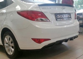 Накладка на задний бампер Hyundai Solaris RB рестайлинг седан (2014-2017) АвтоКрат. (Неокрашенная)Цена: 4 349 р.. Увеличить фотографию 2