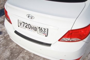 Накладка защитная на задний бампер Hyundai Solaris RB рестайлинг седан (2014-2017) Yuago.Цена: 1 079 р.. Увеличить фотографию 4