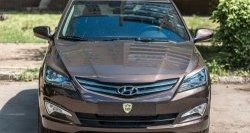 929 р. Реснички на фары Кураж  Hyundai Solaris  1 седан (2014-2017) (Неокрашенные). Увеличить фотографию 2