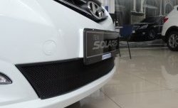 Сетка на бампер Hyundai Solaris RB рестайлинг седан (2014-2017) Russtal (черная).Цена: 2 099 р.. Увеличить фотографию 3
