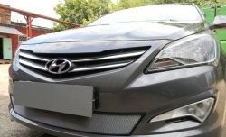Сетка на бампер Hyundai Solaris RB рестайлинг седан (2014-2017) Russtal (хром).Цена: 2 149 р.. Увеличить фотографию 5