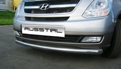Одинарная защита переднего бампера диаметром 63 мм Russtal Hyundai Starex/Grand Starex/H1 2 TQ 1 рестайлинг (2014-2018)