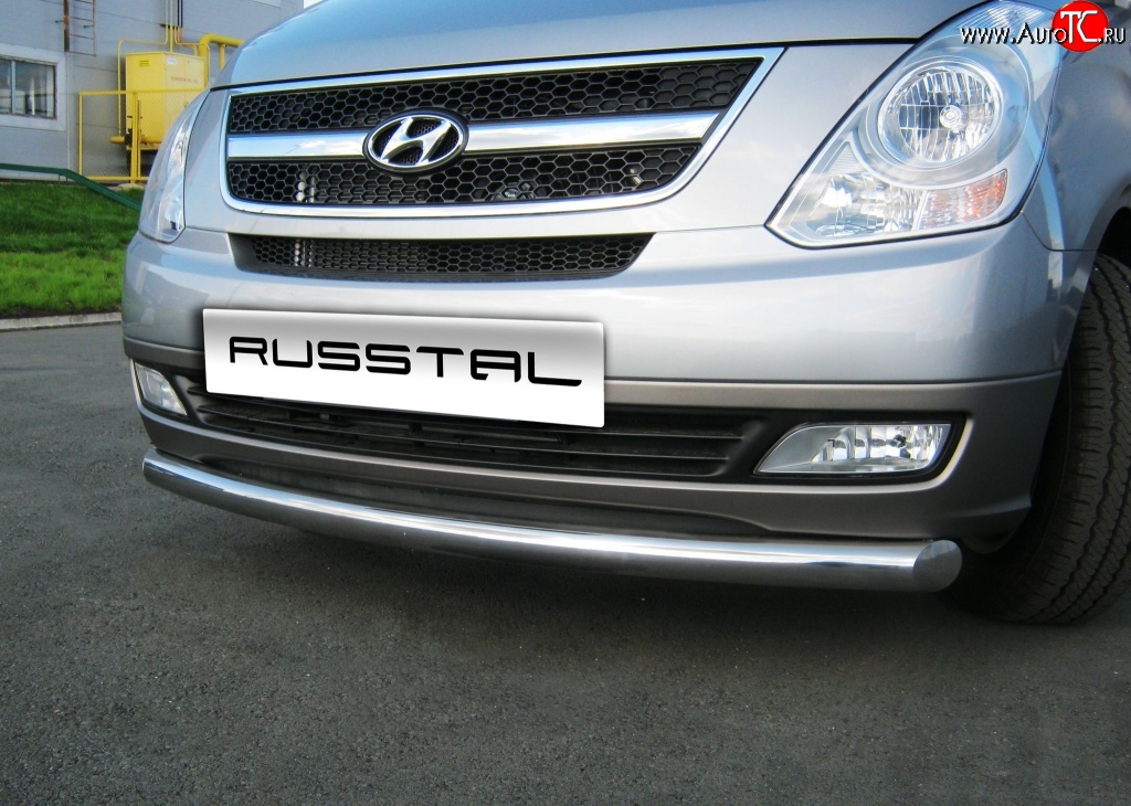 14 599 р. Одинарная защита переднего бампера диаметром 63 мм Russtal Hyundai Starex/Grand Starex/H1 2 TQ дорестайлинг (2007-2013)