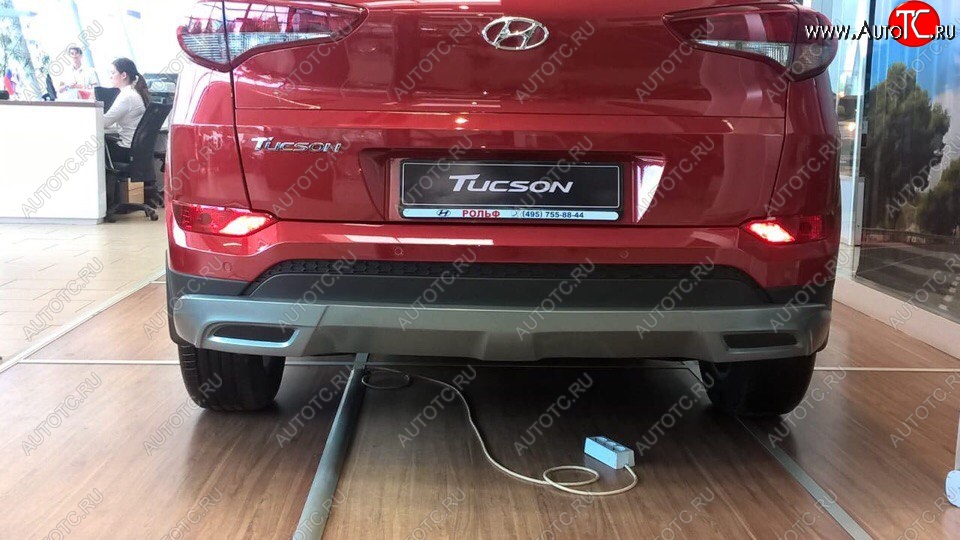 5 649 р. Накладка на задний бампер АвтоКрат  Hyundai Tucson  3 TL (2015-2018) (Неокрашенная)