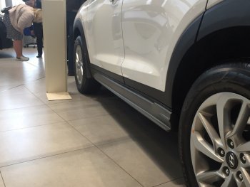 7 349 р. Пластиковые пороги АвтоКрат  Hyundai Tucson  3 TL (2015-2018) (Неокрашенные). Увеличить фотографию 1