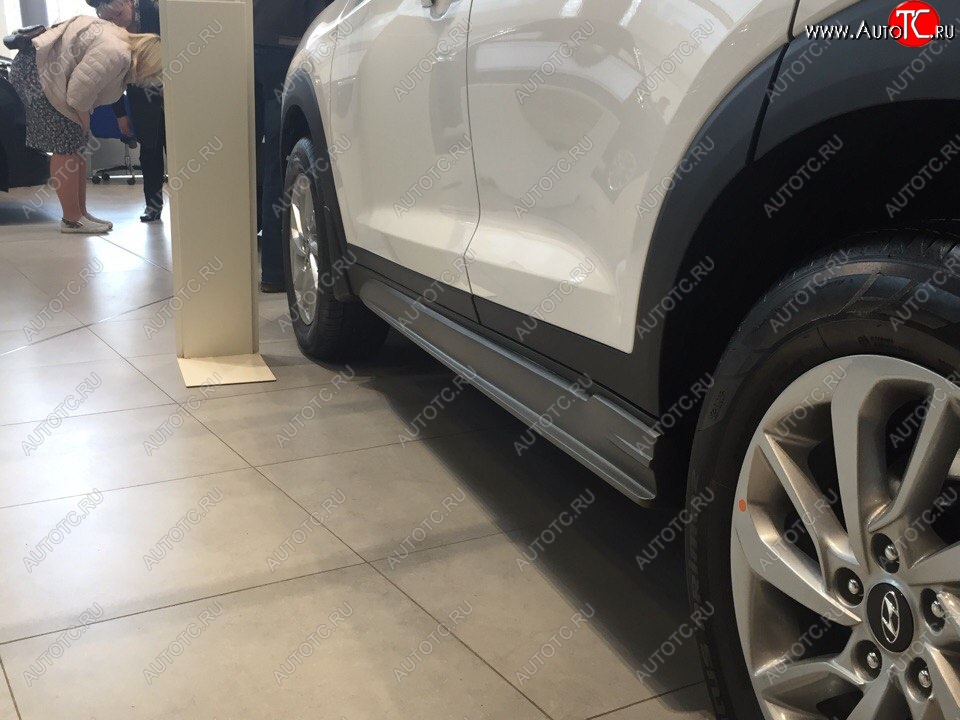 7 349 р. Пластиковые пороги АвтоКрат  Hyundai Tucson  3 TL (2015-2018) (Неокрашенные)