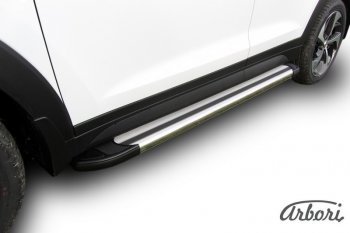 11 789 р. Порожки для ног Arbori Luxe Silver  Hyundai Tucson  3 TL (2015-2018). Увеличить фотографию 1