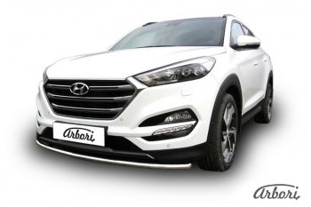 11 789 р. Защита переднего бампера Arbori (нержавейка, 1 труба d42 mm). Hyundai Tucson TL дорестайлинг (2015-2018). Увеличить фотографию 2