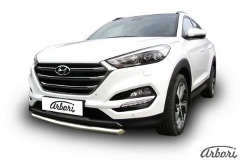 14 291 р. Защита переднего бампера Arbori (нержавейка, 1 труба d57 mm). Hyundai Tucson TL дорестайлинг (2015-2018). Увеличить фотографию 2