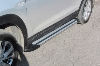 Алюминиевые пороги для ног Slitkoff (Luxe) Hyundai Tucson 3 TL рестайлинг (2018-2021)
