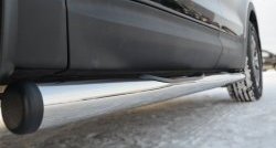 18 799 р. Защита порогов с пластиковыми вставками для ног из круглой трубы диаметром 76 мм Russtal  Hyundai Tucson  1 JM (2004-2010) (Защита порогов с со скосами на торцах (вариант 1)). Увеличить фотографию 3