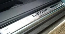 2 999 р. Накладки на порожки автомобиля СТ v1  Hyundai Tucson  1 JM (2004-2010). Увеличить фотографию 1