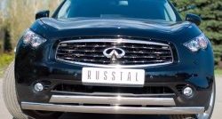 27 649 р. Защита переднего бампера (2 трубыØ75х42 мм, нержавейка) Russtal INFINITI FX37 2 S51 рестайлинг (2011-2013). Увеличить фотографию 2