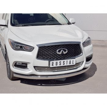 17 749 р. Защита переднего бампера (Ø75х42 мм, нержавейка) Russtal INFINITI QX60 L50 рестайлинг (2016-2021). Увеличить фотографию 2