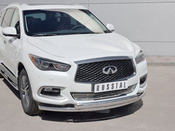 22 949 р. Защита переднего бампера (2 трубыØ63 и 75х42 мм, нержавейка) Russtal  INFINITI QX60  L50 (2016-2021) рестайлинг. Увеличить фотографию 2